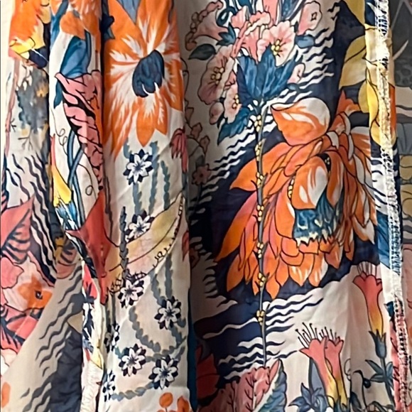 Source Unknown Blue and Orange Swim Coverup Kimono 335 - Picture 4 of 9